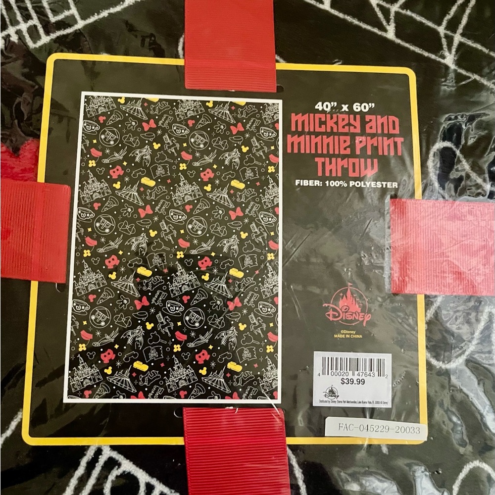 Disney Black and Red Mickey and Minnie Throw